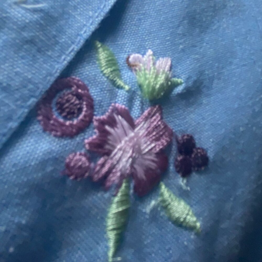 Vtg Embroidered Floral Button-Up Blouse Cottagecore Grandmacore GoldenGirls14/16 - Picture 4 of 13